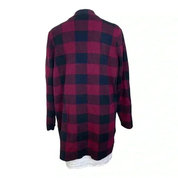 Talbots Buffalo plaid merino wool duster cardigan no size tag - Picture 3 of 5